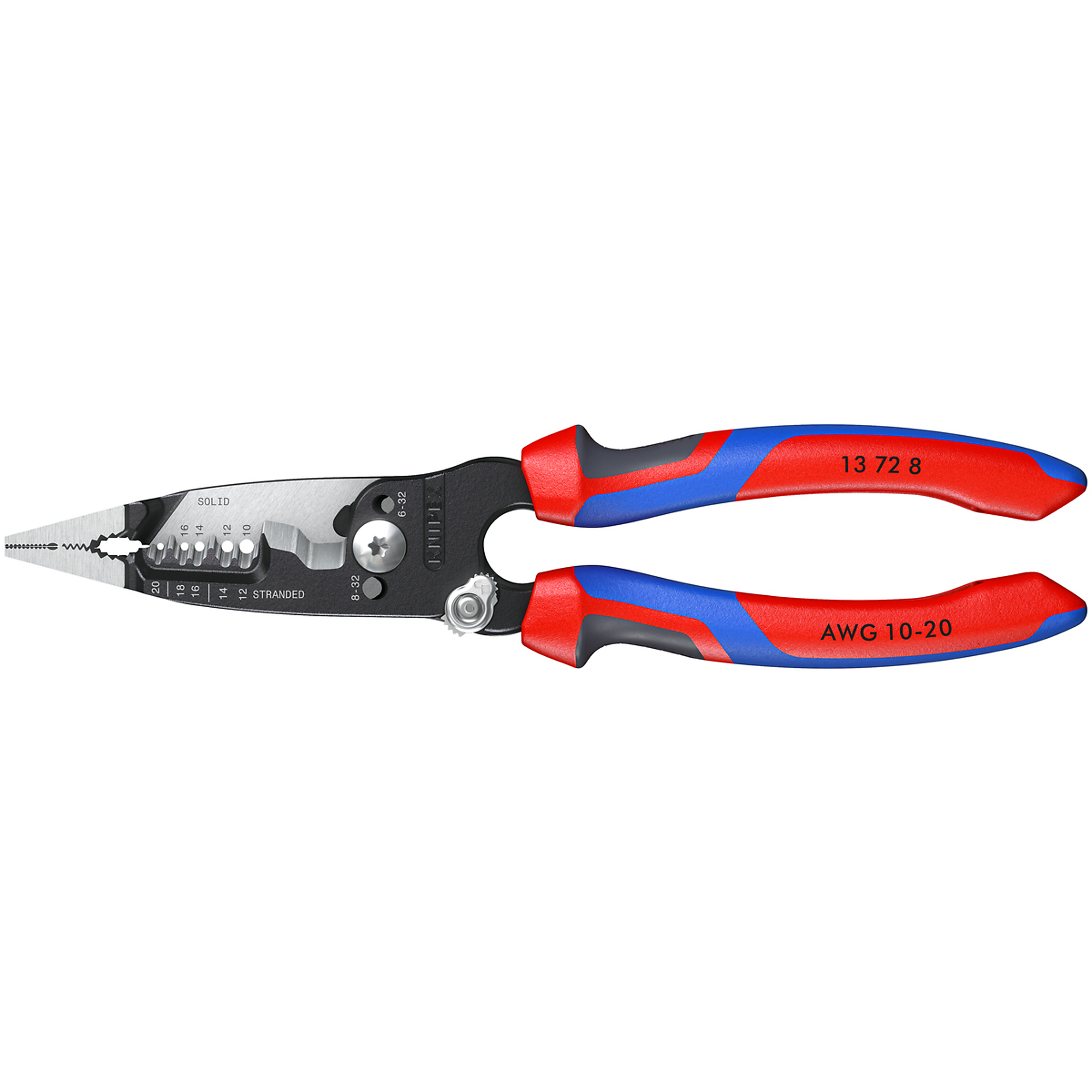 Knipex Forged Wire Stripper — 10-20 AWG, 8in., Comfort Grip, Model# 13 72 8 SBA